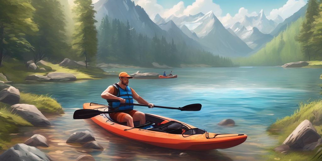 kayaker exercising in scenic outdoor location