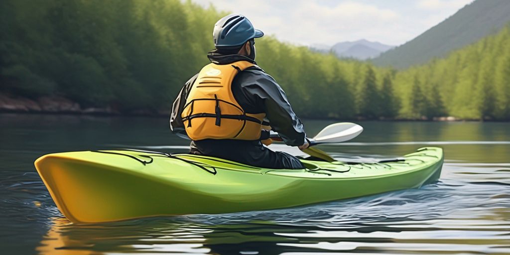 kayaker practicing rolling technique in calm water