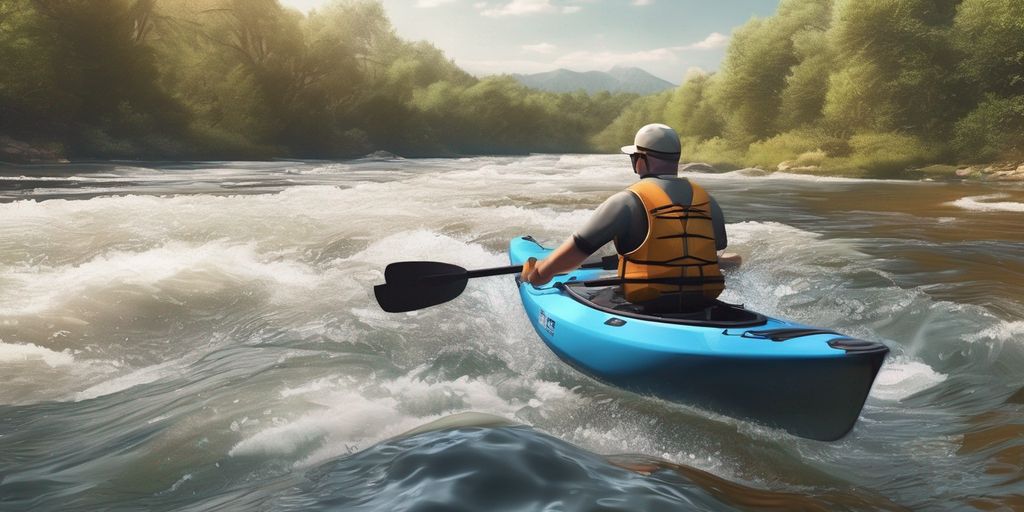 kayaker practicing skills on a river