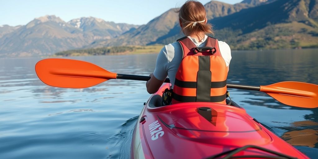 Kayaker with high-quality gear on calm waters