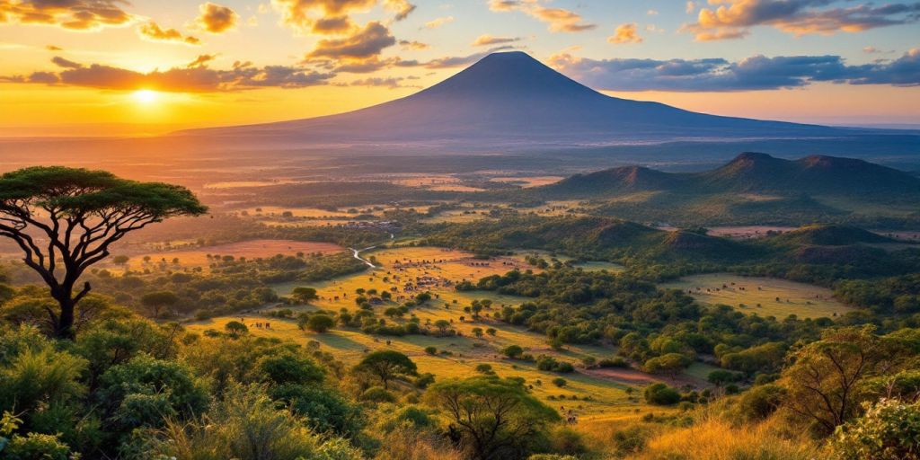 Scenic view of Tanzania's landscapes and wildlife.