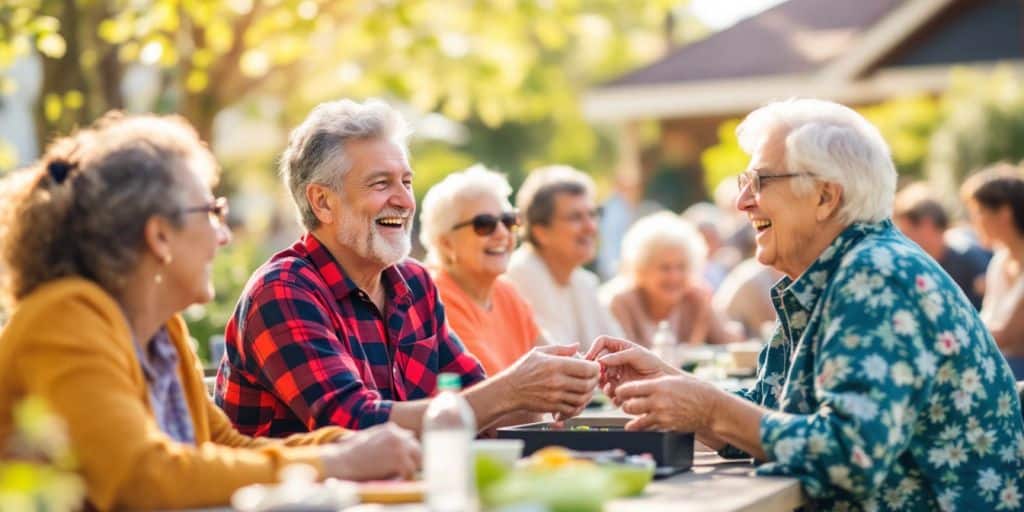 Seniors enjoying outdoor activities and socializing together.